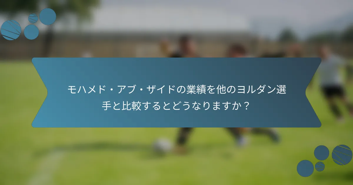 モハメド・アブ・ザイドの業績を他のヨルダン選手と比較するとどうなりますか？